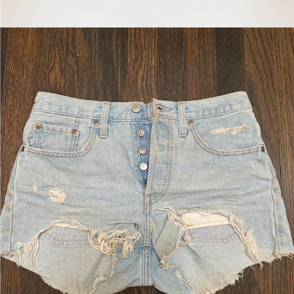 Levi's Light Blue Distressed Jean Shorts